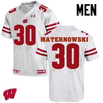Men's Wisconsin Badgers NCAA #30 Aaron Maternowski White Authentic Under Armour Stitched College Football Jersey RJ31J33ET